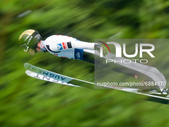Manuel Fettner (AUT) during the Large Hill Competition of FIS Ski Jumping Summer Grand Prix In Wisla, Poland, on July 17, 2021. (