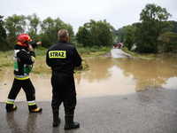 Roads and households in Glogoczow near Krakow were flooded after heavy rain during the night in the Lesser Poland Voivodship. Glogoczow, Pol...