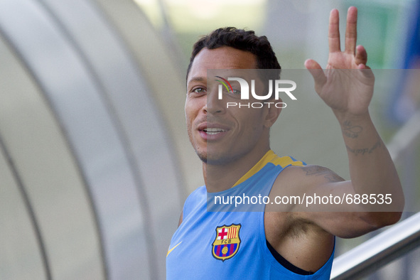 Barcelona, Catalonia, Spain. July 13.Barcelona's Adriano Correia during the first training session of season 2015-16. 