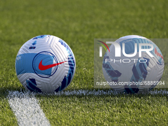 Official Nike Serie A ball are seen before the Pre-Season Friendly match between Lugano and FC Internazionale at Cornaredo Stadium on July 1...