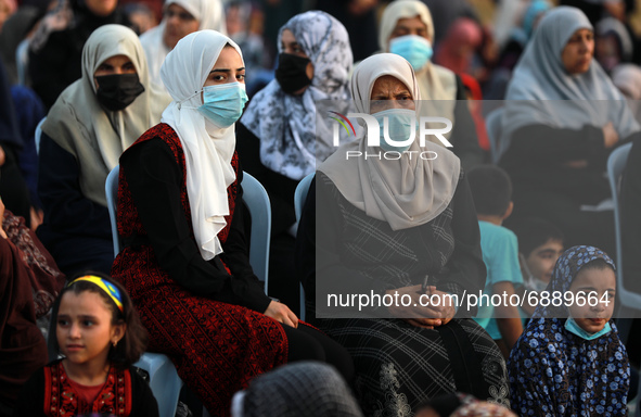 Palestinians attend special prayer on the first day of Muslim Eid Al Adha or 