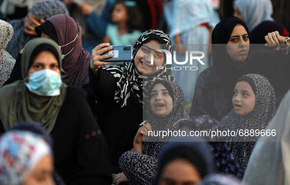 Palestinians attend special prayer on the first day of Muslim Eid Al Adha or 