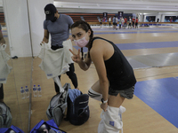 Mariana Arceo, mexican fencer and athlete, is preparing for her final training sessions at the Benito Juarez Gymnasium in Mexico City ahead...