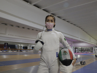 Mariana Arceo, mexican fencer and athlete, poses before her final training session at the Benito Juarez Gymnasium in Mexico City ahead of he...