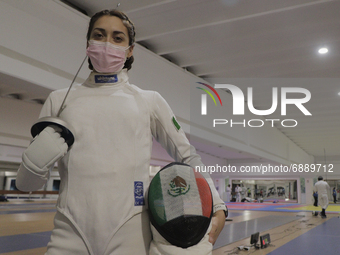 Mariana Arceo, mexican fencer and athlete, poses before her final training session at the Benito Juarez Gymnasium in Mexico City ahead of he...