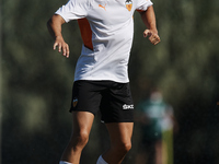Diego Lopez of Valencia during the warm-up before the Pre-Season friendly match between Valencia CF and Villarreal CF at Oliva Nova Beach &...