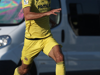 Alfonso Pedraza of Villarreal runs with the ball during the Pre-Season friendly match between Valencia CF and Villarreal CF at Oliva Nova Be...