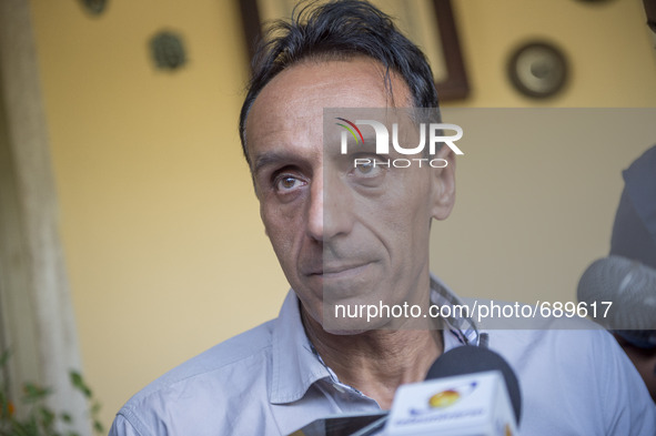 Roberto Berardi, Italian businessman arrested in Guinea,  two years ago, back home in Latina, Italy July 14, 2015. 