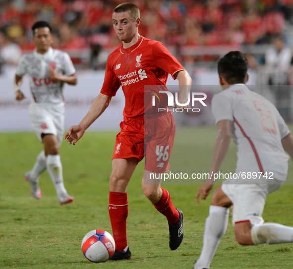 Jordan Rossiter (C) of Liverpool in actions during an international friendly match against True Thai Premier League All Stars at Rajamangala...