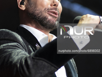 Singer Miguel Poveda performs during music festival at Palacio in Real Madrid, Spain on July 23, 2021. (
