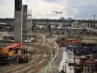 A construction site of Hazrat Shahjalal International Airports third terminal in Dhaka, Bangladesh on July 24, 2021. the construction of Haz...