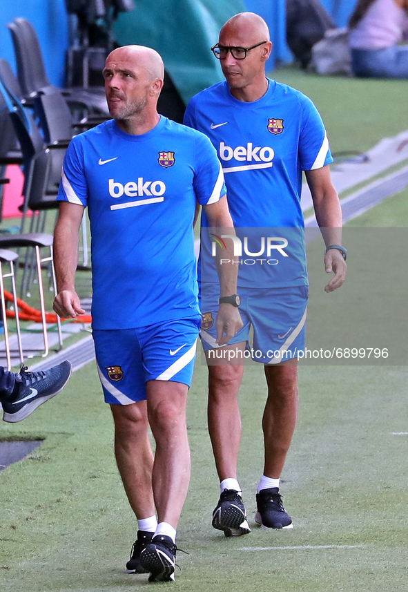 Alfred Schreuder and Henrik Larsson during the friendly match between FC Barcelona and Girona FC, played at the Johan Cruyff Stadium on 24th...