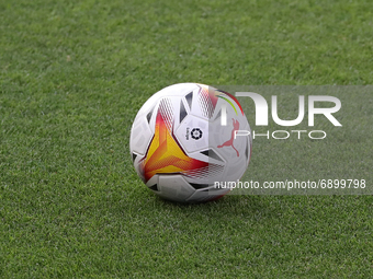 The official ball of the Liga Santander during the friendly match between FC Barcelona and Girona FC, played at the Johan Cruyff Stadium on...