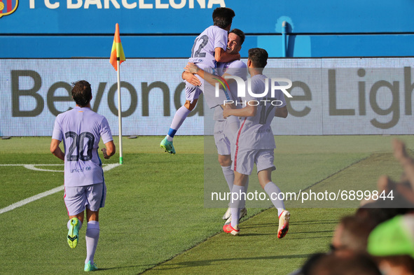 Rey Manaj goal celebration during the friendly match between FC Barcelona and Girona FC, played at the Johan Cruyff Stadium on 24th July 202...