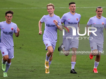 Gavi, Frenkie de Jong, Antoine Griezmann and Clement Lenglet  during the friendly match between FC Barcelona and Girona FC, played at the Jo...