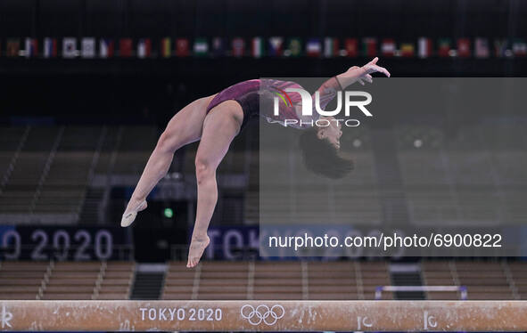 Mai Murakami of Japan during women's qualification for the Artistic  Gymnastics final at the Olympics at Ariake Gymnastics Centre, Tokyo, Ja...