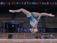 Asia D'amato of Italy during women's qualification for the Artistic  Gymnastics final at the Olympics at Ariake Gymnastics Centre, Tokyo, Ja...
