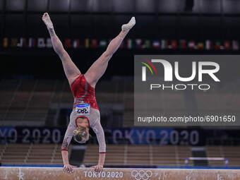 Angelina Melnikova of Russian Olympic Committee during women's qualification for the Artistic  Gymnastics final at the Olympics at Ariake Gy...