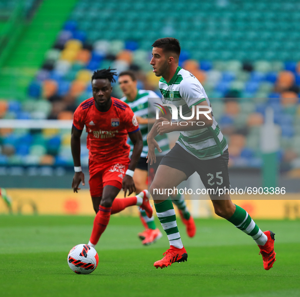 Goncalo Inacio of Sporting CP in action during the Pre-Season Friendly match Cinco Violinos Trophy between Sporting CP and Olympique Lyonnai...