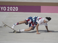 Mariah Duran during women's street skateboard at the Olympics at Ariake Urban Park, Tokyo, Japan on July 26, 2021. (