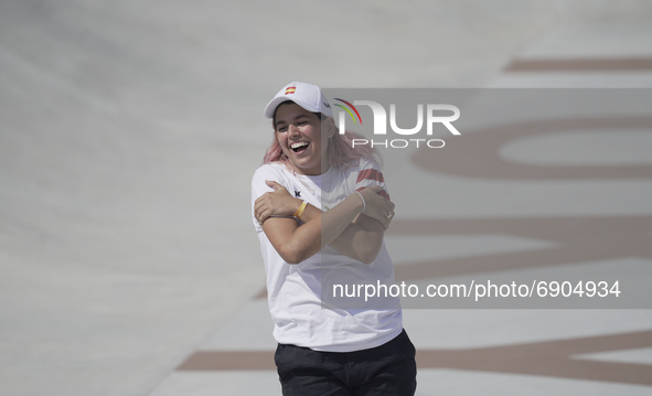 Andrea Benitez during women's street skateboard at the Olympics at Ariake Urban Park, Tokyo, Japan on July 26, 2021. 