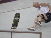 Julia Brueckler during women's street skateboard at the Olympics at Ariake Urban Park, Tokyo, Japan on July 26, 2021. (