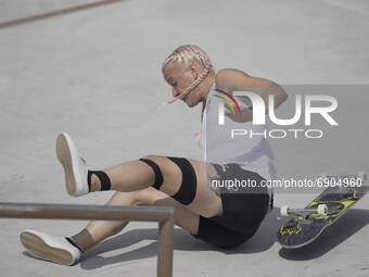 Julia Brueckler during women's street skateboard at the Olympics at Ariake Urban Park, Tokyo, Japan on July 26, 2021. (