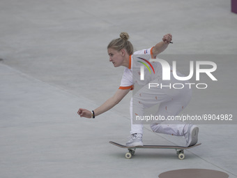 Roos Zwetsloot during women's street skateboard at the Olympics at Ariake Urban Park, Tokyo, Japan on July 26, 2021. (