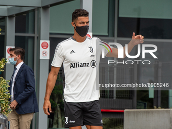 Cristiano Ronaldo leaves the J-Medical after the medical visits before the new seeason, in Turin, Italy on 26 July 2021 (