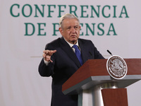 Mexico’s President Andres Manuel Lopez Obrador gesticulates while speaks during a press conference at National Palace on July 26, 2021 in Me...
