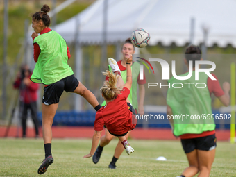 Players of As Roma women's athletic training continues on Terminillo, Rieti, Italy, on July 26, 2021. Double training session both morning a...