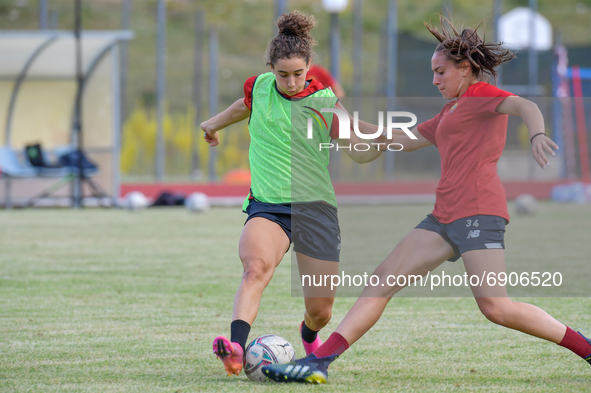 Players of As Roma women's athletic training continues on Terminillo, Rieti, Italy, on July 26, 2021. Double training session both morning a...