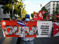Solidarity mobilizations with Cuba, on occasion of the Day of National Rebellion on July 26 in Madrid. They demand the end of the blockade i...