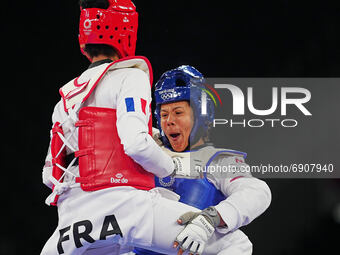 Althea Laurin from France and Briseida Acosta from Mexico during Taekwondo at the Olympics at Makuhari Messe Hall A, Tokyo, Japan on July 27...