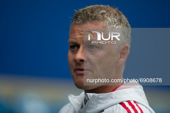   Ole Gunnar Solskjaer of Manchester United gestures during the Pre-season Friendly match between Queens Park Rangers and Manchester United...
