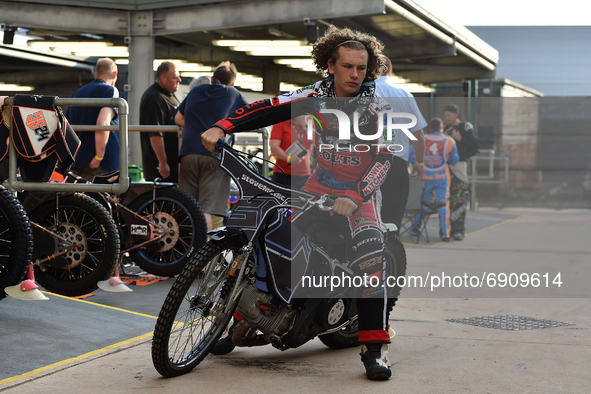 Harry McGurk of Belle Vue Cool Running Colts during the National Development League match between Belle Vue Aces and Eastbourne Seagulls at...