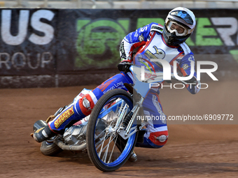 Jake Knight of Eastbourne Seagulls   during the National Development League match between Belle Vue Aces and Eastbourne Seagulls at the Nati...
