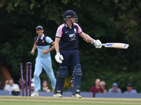 Sam Robson of Middlesex reacts to being bowled during the Royal London One Day Cup match between Middlesex County Cricket Club and Durham Co...