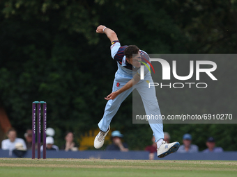  Jack Campbell of Durham bowls during the Royal London One Day Cup match between Middlesex County Cricket Club and Durham County Cricket Clu...