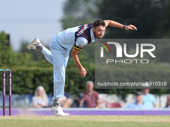 Paul van Meekeren of Durham bowls during the Royal London One Day Cup match between Middlesex County Cricket Club and Durham County Cricket...