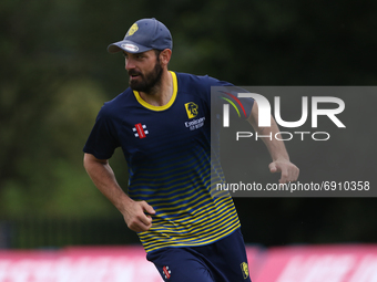 Ned Eckersley of Durham warms up during the Royal London One Day Cup match between Middlesex County Cricket Club and Durham County Cricket C...
