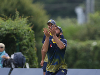 Ned Eckersley of Durham takes a catch during the Royal London One Day Cup match between Middlesex County Cricket Club and Durham County Cric...