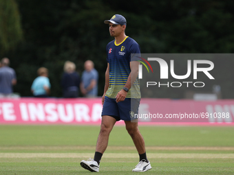 David Bedingham of Durham warms up during the Royal London One Day Cup match between Middlesex County Cricket Club and Durham County Cricket...