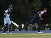 Ethan Bamber of Middlesex bowls during the Royal London One Day Cup match between Middlesex County Cricket Club and Durham County Cricket Cl...