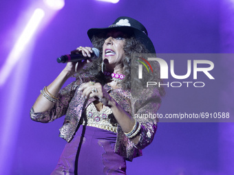 singer Rosario Flores performs  music festival at Real Jardín Botánico Alfonso XIII on July 27, 2021 in Madrid, Spain. (