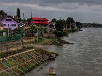 View of residential houses as Water Level increases after Rainfall in Sopore, District Baramulla Jammu And Kashmir, India on 28 July 2021. 4...