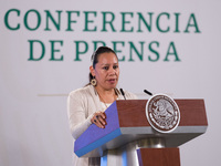 Mexico's Minister of environment , Maria Luisa Albores, speaks during daily news conference of Mexico’s President Lopez Obrador, at National...