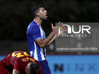 Mehdi Taremi of FC Porto reacts during an international club friendly football match between AS Roma and FC Porto at the Bela Vista stadium...