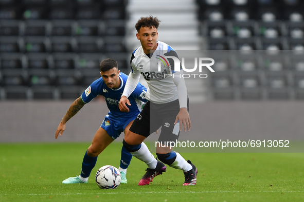 Lee Buchanan of Derby County in action during the Pre-season Friendly match between Derby County and Real Betis Balompi at the Pride Park,...
