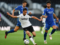 
Sam Baldock of Derby County in action during the Pre-season Friendly match between Derby County and Real Betis Balompi at the Pride Park, D...